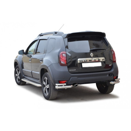 Защита заднего бампера «Уголки двойные» (d63.5) для Renault Duster (2015-н.в.)(Нерж. Сталь) купить недорого с доставкой в Канск