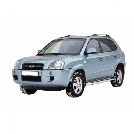 Защита порогов с алюминиевым листом (d63,5) для Hyundai Tucson (2004-2010)(Окрашенное) купить недорого с доставкой в Канск