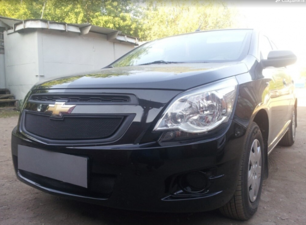 Защита радиатора "Standart" Chevrolet Cobalt (2013-н.в.) низ, чёрная купить недорого с доставкой в Канск