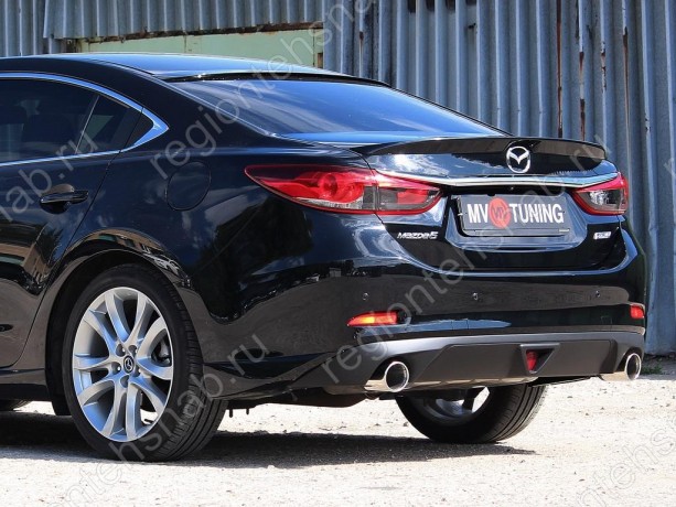Диффузор заднего бампера var №1 (ровный + стоп сигнал) для Mazda 6 (2013-н.в.) купить недорого с доставкой в Канск