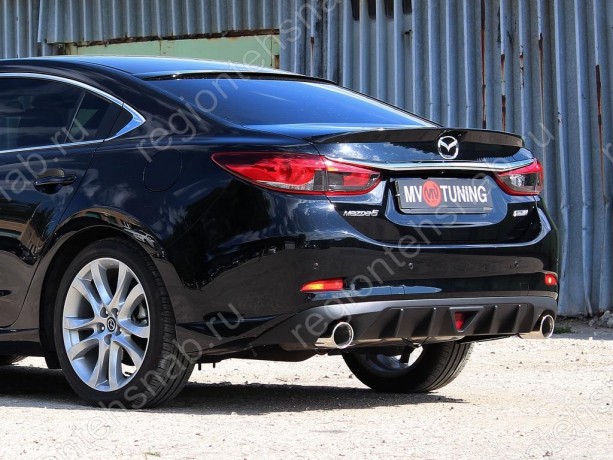 Диффузор заднего бампера var №2 (с килями + стоп сигнал) для Mazda 6 (2013-н.в.) купить недорого с доставкой в Канск