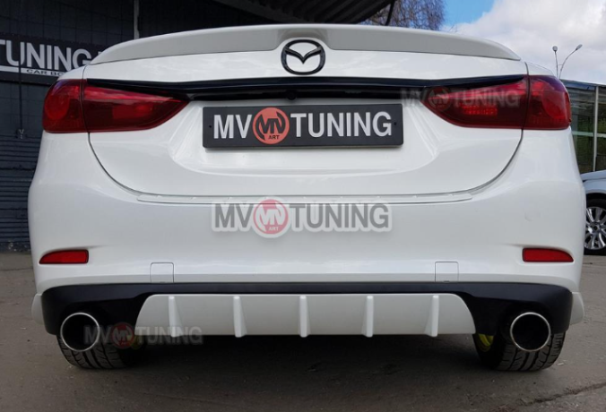 Диффузор заднего бампера var №4 (с килями) для Mazda 6 (2013 - н.в.) купить недорого с доставкой в Канск