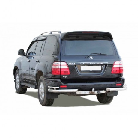 Защита заднего бампера «Уголки двойные» (d76) для Toyota Land Cruiser 100 (1998-2007)(Окрашенное) купить недорого с доставкой в Канск