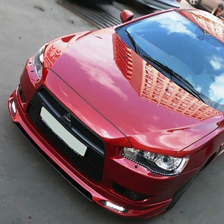 Накладка (юбка) переднего бампера "Zodiak" (с планкой) для Mitsubishi Lancer X (2007-2010) купить недорого с доставкой в Канск