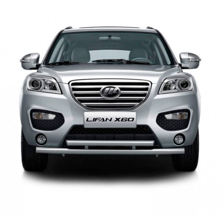 Защита переднего бампера двойная d63/51мм (НПС) Lifan X60 (2012-2016 г.в.) купить недорого с доставкой в Канск