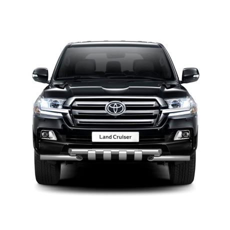 Защита переднего бампера двойная с зубьями d63/63мм (НПС) Toyota Land Cruiser 200 (2014-н.в.) купить недорого с доставкой в Канск