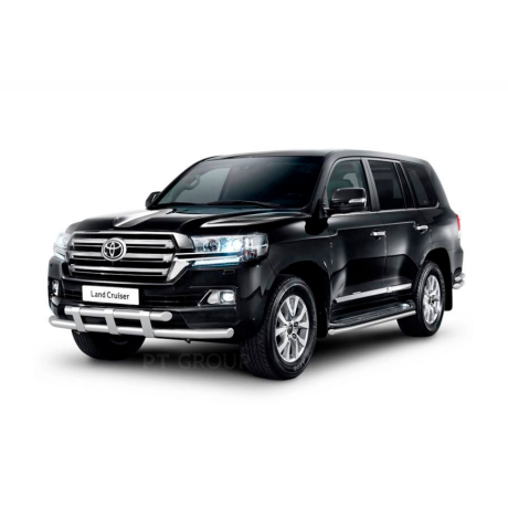 Защита переднего бампера двойная с пластинами d63/63мм (НПС) Toyota Land Cruiser 200 (2014-н.в.) купить недорого с доставкой в Канск