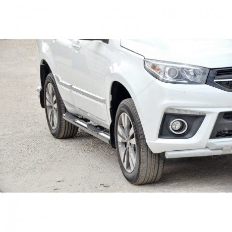 Защита порогов «Труба с проступью» (d76) для Chery Tiggo 3 (2017-2018)(Окрашенное) купить недорого с доставкой в Канск