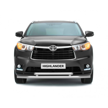 Защита переднего бампера двойная d63/51мм (НПС) Toyota Highlander (2014-н.в.) купить недорого с доставкой в Канск