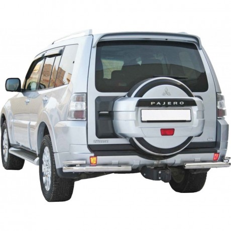 Защита заднего бампера «Уголки двойные» (d63,5) для Mitsubishi Pajero IV (2006-2015)(Окрашенное) купить недорого с доставкой в Канск