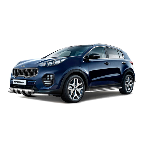 Защита переднего бампера двойная с зубьями d63/63мм KIA Sportage (2016-н.в.) купить недорого с доставкой в Канск