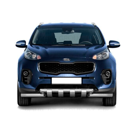 Защита переднего бампера двойная с зубьями d63/63мм KIA Sportage (2016-н.в.) купить недорого с доставкой в Канск