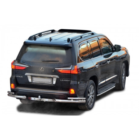 Защита заднего бампера «Уголки двойные» (d76\51) для Lexus LX 450d (2016-н.в)(Нерж. Сталь) купить недорого с доставкой в Канск