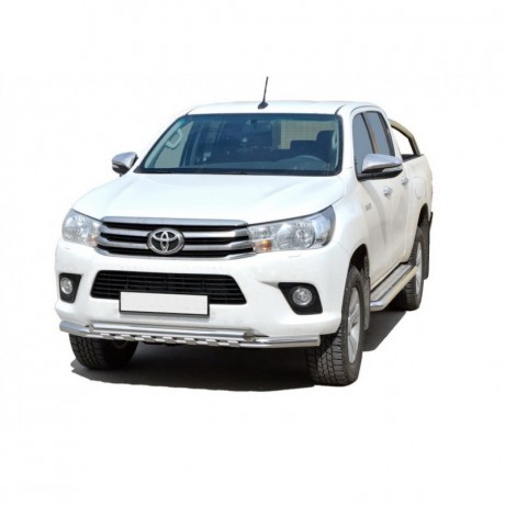 Защита переднего бампера «Труба двойная» (d63,5) для Toyota Hilux pickup (2017-н.в.)(Окрашенное) купить недорого с доставкой в Канск