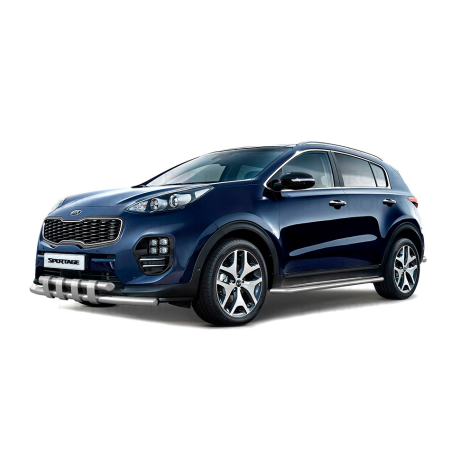 Защита переднего бампера двойная с пластинами d63/63мм (НПС) KIA Sportage (2016-н.в.) купить недорого с доставкой в Канск