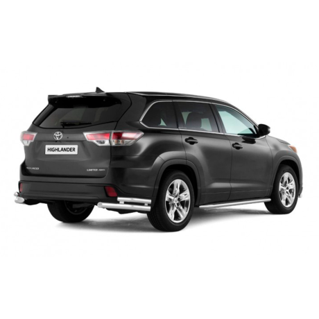 Защита заднего бампера двойная угловая d63/51мм (НПС) Toyota Highlander (2014-н.в.) купить недорого с доставкой в Канск