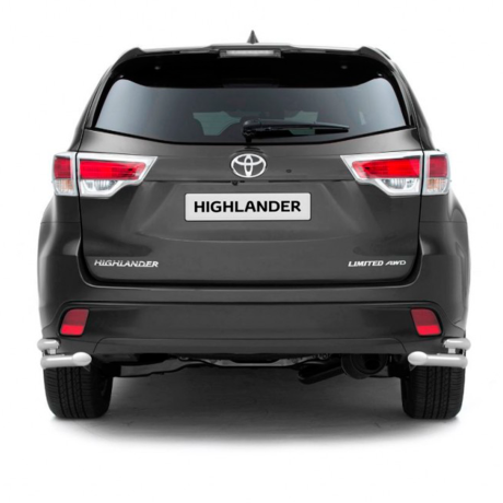 Защита заднего бампера двойная угловая d63/51мм (НПС) Toyota Highlander (2014-н.в.) купить недорого с доставкой в Канск