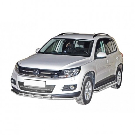 Защита переднего бампера «Труба двойная» (d63,5) для Volkswagen Tiguan (2011-2017)(Окрашенное) купить недорого с доставкой в Канск