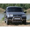 Кенгурин с дополнительной защитой двигателя «Низкий» (d63.5) B@3 2123 "Chevrolet Niv@", нержавеющая сталь купить недорого с доставкой в Канск