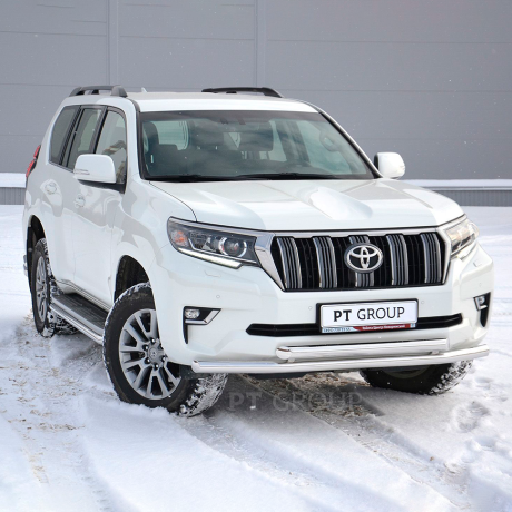 Защита переднего бампера двойная d63/63мм (НПС) TOYOTA LAND CRUISER PRADO 150 (2017-н.в.) купить недорого с доставкой в Канск