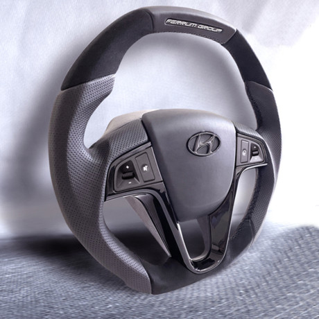 Анатомическое рулевое колесо Ferrum Group со вставками из алькантары для  Hyundai Solaris купить недорого с доставкой в Канск