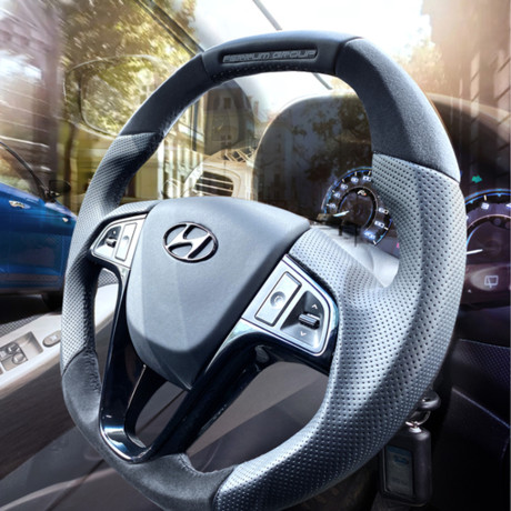 Анатомическое рулевое колесо Ferrum Group со вставками из алькантары для  Hyundai Solaris купить недорого с доставкой в Канск
