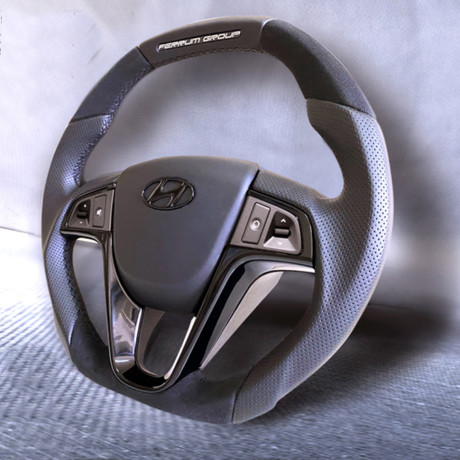 Анатомическое рулевое колесо Ferrum Group со вставками из алькантары для  Hyundai Solaris купить недорого с доставкой в Канск