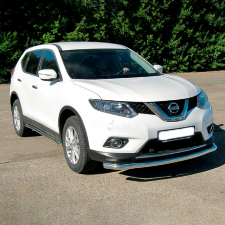 Защита переднего бампера одинарная d63мм (НПС) Nissan X-Trail (2015-н.в.) купить недорого с доставкой в Канск