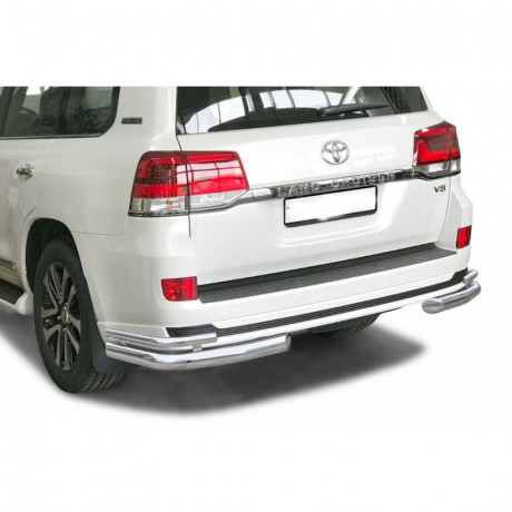 Защита заднего бампера «Уголки двойные» (d76) для Toyota Land Cruiser 200 Executive Lounge (2018-н.в.)(Окрашенное) купить недорого с доставкой в Канск