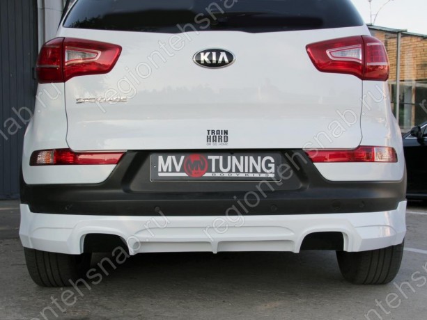 Накладка (юбка) заднего бампера "JSW Style" для KIA Sportage (3rd) (2010-2016) купить недорого с доставкой в Канск