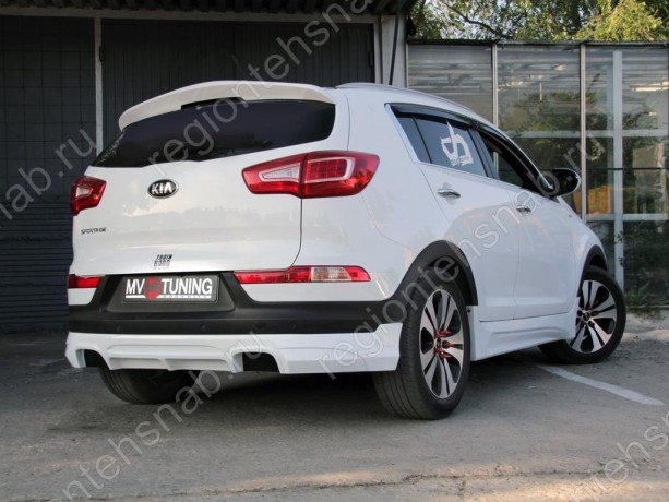 Накладка (юбка) заднего бампера "JSW Style" для KIA Sportage (3rd) (2010-2016) купить недорого с доставкой в Канск