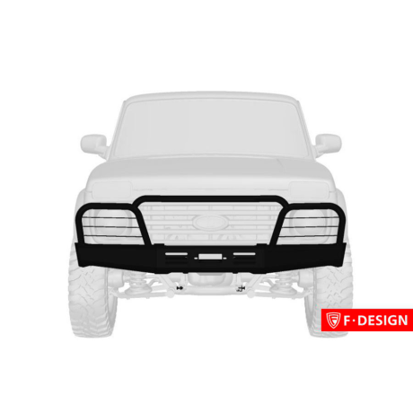 силовой передний бампер f-design с площадкой под лебедку с защитными дугами для L@DA 4x4 (не окрашенный) купить недорого с доставкой в Канск