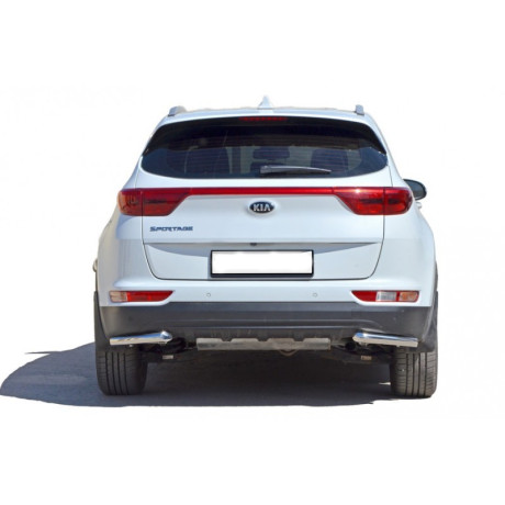 Защита заднего бампера «Уголки» (d51) для Kia Sportage (2016-н.в.)(Нерж. Сталь) купить недорого с доставкой в Канск
