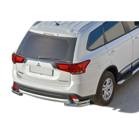 Защита заднего бампера «Уголки двойные» (d63,5) для Mitsubishi Outlander (2015-н.в.)(Нерж. Сталь) купить недорого с доставкой в Канск