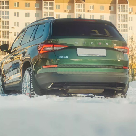 Имитация насадок глушителя SILVER (серебристый глянец) для Skoda Kodiaq (2016-н.в.) купить недорого с доставкой в Канск